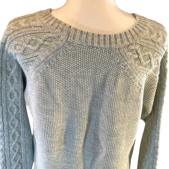 GAP Classic Mint Cable Knit Crewneck Sweater Women's Large Petite - Picture 6 of 7